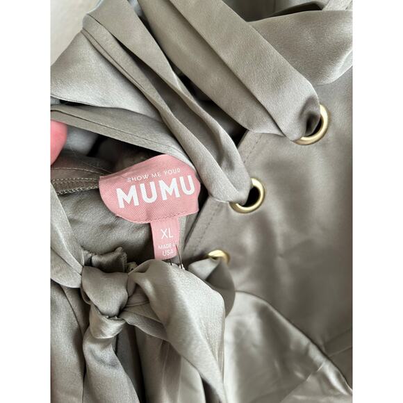 Show Me Your Mumu Clarissa Corset Dress in Moss Green Luxe Satin XL NWT - Picture 8 of 9